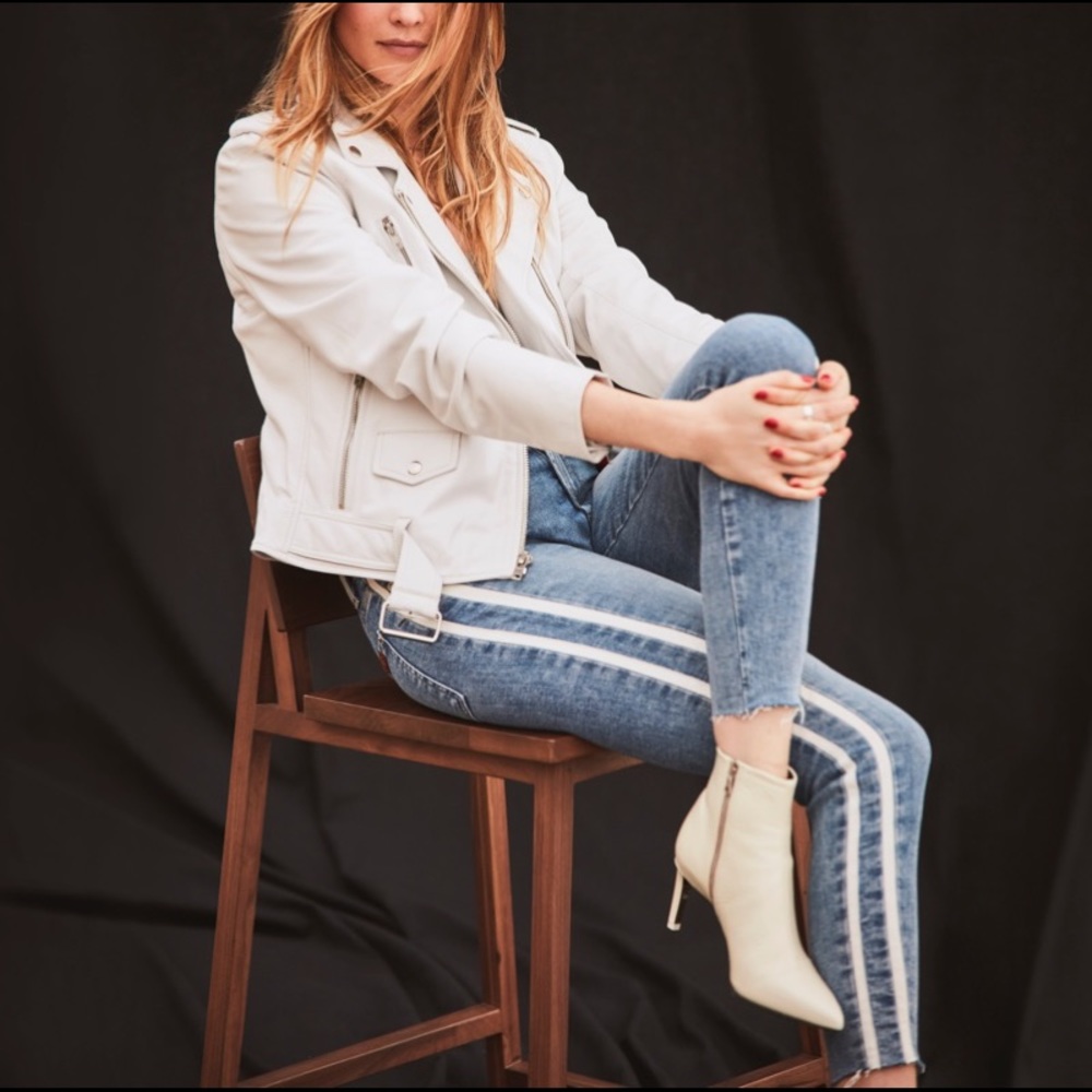 7 For All Mankind Double White Stripe Ankle Jeans